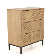 Buffet Marci - 3 tiroirs cannage naturel - Pieds métal noir - Style industriel_1