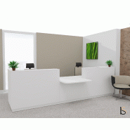 Bureau d'accueil Delta Plus pour 2, accès PMR - Mobel Linea - Blanc, 384, Acacia foncé, Banque d'accueil sans réhausses_2