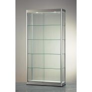 Vitrine haute argent l 100 cm avec structure aluminium et éclairage led