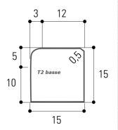 Bordure T2 charretière Ht 15 cm