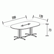 Table de réunion ovale évolutive Sigma - Mobel Linea - 200, Anthracite, Acacia foncé_1
