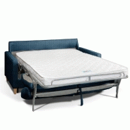 Canapé convertible scandinave 140cm - Matelas 16cm - Système express - Sommier lattes Renatonisi - Tweed bleu azur_1