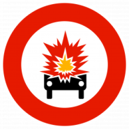 Panneau B18a - Accès interdit aux véhicules transportant des matières explosives ou facilement inflammables - WP Signalisation_1