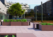 Jardinière Espace en béton avec banc intégré - Blanc / Gris / Ocre / Finition petra 1_1