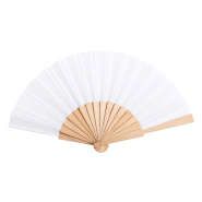 Éventail en polyester RPET - livré avec boîte en papier kraft - couleur blanche - poids 40g_1