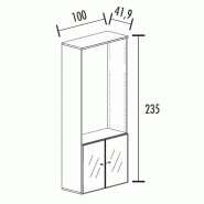Armoire combiné portes en verre avec serrure sur cadre alu - 4 étagères -  hauteur 235 cm So Madrid_1