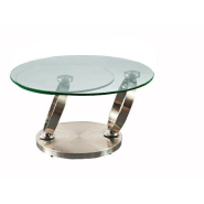 Table basse Olympe - plateaux pivotants en verre trempé 10 mm et piétement en acier brossé_1