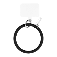 Bracelet support en silicone pour téléphone portable - Plaque métal logotisable et mousqueton - Couleur noire - 26g_1