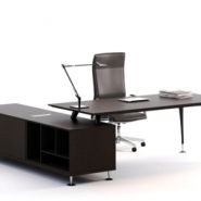 Bur-003 - Bureau de direction - Mobika - plateau en MDF - coloris bois au choix - piètement conique en acier_1