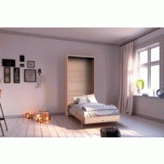 Lit escamotable VANIER - Décor chêne - Couchage 90 x 200 cm - Faible profondeur pour gain de place_1