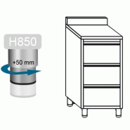 Meuble inox adossé 3 tiroirs profondeur 700 x 500 mm_1