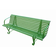 Banc public en tube méplat à sceller au sol - TERRA - Métallique, peinture verte RAL 6005, dimensions 195x74x38 cm_1