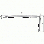 Nez de marche en aluminium pour usage tertiaire intérieur modèle 6t à 2 bandes - pose en applique à visser