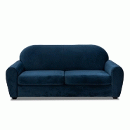 Canapé fixe club 3 places en velours bleu nuit - Design vintage anglais - Fabrication 100% italienne_1