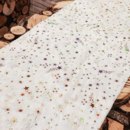 Chemin de table fourrure soft dream blanc Etoiles or irisees 28cm x 3m_1
