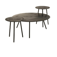 Table basse ronde Mistie en aluminium noir - Design élégant avec plateau à motifs - Diamètre 92 cm_1