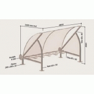 Abri vélo semi-ouvert demi-lune - structure en acier - bardage en polycarbonate alvéolaire - 6 places pour vélos_1