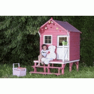 Maisonnette sur pilotis Lena - bois - 1,35 m² - avec porte, fenêtre et escalier_1