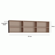 Surmeuble lit escamotable VERTIGO 140 x 200 cm - Taupe mat - 6 niches fixes_1