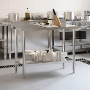 Vidaxl table de travail de cuisine avec dosseret 110x55x93 cm inox 376458_1
