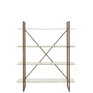 Étagère rectangulaire 4 niveaux TOTA - métal doré et planches en verre - L150 x H180 x P40 cm_1