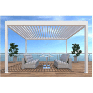 Pergola bioclimatique autoportée manuelle Zéphir 3x4 m en aluminium - couleur blanche_1