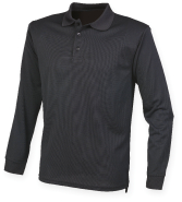 Polo Cool Plus manches longues unisexe - Henbury - 100% polyester micro piqué - Réf : H478_1