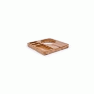 Plateau de courtoisie en bambou pour chambre d'hôtel - 30(h) x 260(l) x 260(p)mm - Compartiments et espace bouilloire_1