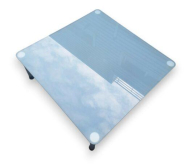 Table basse lounge d'occasion - plateau en verre - 80x80 cm - design moderne_1