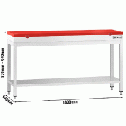 Table inox de découpe avec plan rouge - Profondeur 600 mm | Ggm - 1800_1