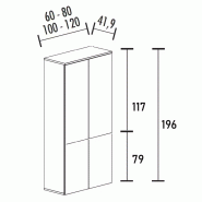 Armoire de rangement 4 portes fermeture à poussoir hauteur 196 cm (4 largeurs au choix) So Madrid_1