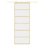 Vidaxl porte coulissante doré 76x205 cm verre esg clair et aluminium 155160_1