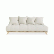 Canapé convertible futon Senza - Pin naturel - Coloris naturel - Couchage 90 x 200 cm - Design minimaliste Karup_1