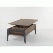 Table basse relevable en noyer Brighton 2 - piètement noir - 110x70 cm avec rangement intégré_1