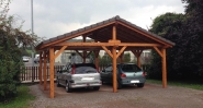Carport 2 pans 2 voitures 9 poteaux - Abriboa en sapin lamellé collé_1