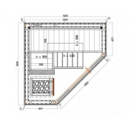 Cabine de sauna d'angle Harvia 163,5 x 163,5 x 202 cm - 2 à 3 personnes - Poêle Vega 8 kW et accessoires inclus_1