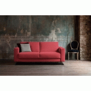 Canapé convertible PRODIGIO 140x195 - tissu microfibre rouge - pieds acier brun - fabrication italienne_1