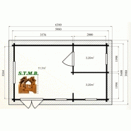 Chalet en bois plain-pied hêtre 22 - madriers massifs 44 mm - 18.10 m² en kit - toit double pente_1