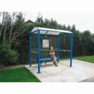 Abri bus 445572640 - structure en acier - bardage en verre sécurit - avec banquette et vitrine horaire - peinture aspect corten_1