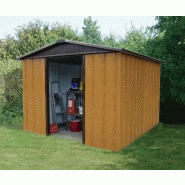 Abri métal 106wgy - 5,97 m² - Hauteur 202 cm - Double porte coulissante - Aspect bois marron_1