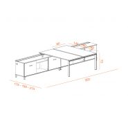 Bureau bench 2 personnes MARKET R - crédences avec passage de câbles et plateaux coulissants_1