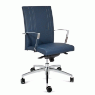 Fauteuil direction VIVA - Finition cuir - Accoudoirs fixes chromés - Haut dossier avec appui-tête - Référence VP02_1