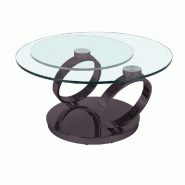 Table basse Olympe - plateaux pivotants en verre trempé 10 mm - piètement en nickel noir_1