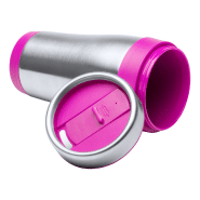 Mug thermo - double paroi en acier inoxydable - 450 ml - finition plastique colorée - couleur fuchsia_1