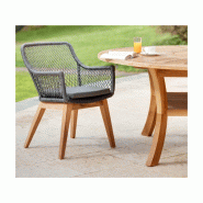 Fauteuil de jardin olivia noir 83x60x63cm – MTF – teck et résine tressée – 2nab2207_1