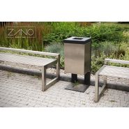 03.055.Sc - Poubelle Cubus moderne sur poteau - Zano - 52L - Acier inoxydable résistant_1