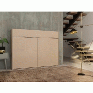 Armoire lit escamotable VERTIGO taupe mat - Couchage 160x200 cm - Ultra plate avec ouverture assistée_1