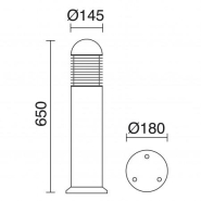 Borne extérieure Nova - IP65 IK10 - E27 70W - Aluminium noir - Hauteur 650 mm - Diamètre 145 mm_1