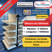 Gondole Centrale de magasin à configurer - Hauteur 2100mm, Longueur 1 000mm [NEUVE]_1