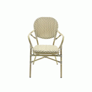 Tango - Fauteuil de bistrot en rotin synthétique bambou-blanc/noir_1